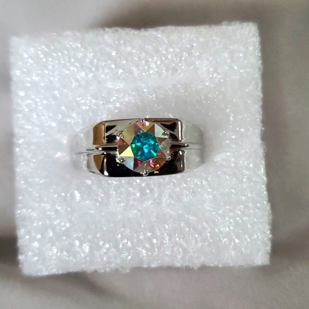 Men's Aurora Borealis Swarovski Crystal platinum bond - Picture 4 of 11